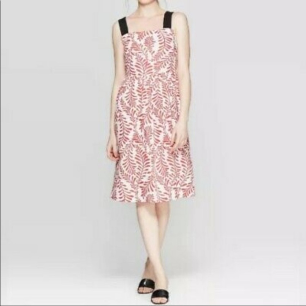 Who What Wear Linen Blend Sundress Red White XL